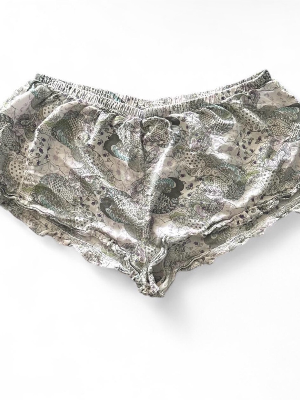 Light Green Paisley Women's Sleep Shorts